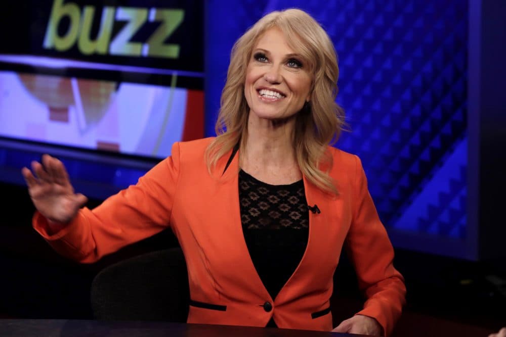 The network, which markets itself as "Fair and Balanced," is also dead-set against covering any of the scandals enveloping the Trump White House, writes Steve Almond. In this photo, counselor to the president Kellyanne Conway is interviewed by Howard Kurtz during a taping of his "MediaBuzz" program, on the Fox News Channel, in New York Friday, March 10, 2017. (Richard Drew/AP)