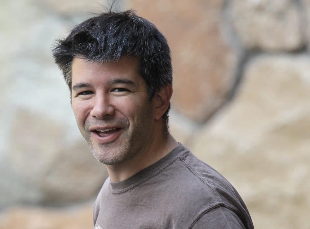 In this July 10, 2012 file photo, Uber CEO and co-founder Travis Kalanick arrives at a conference in Sun Valley, Idaho. The New York Times and other media are reporting Sunday, June 11, 2017, that Uber's board is considering placing Kalanick, the CEO of the ride-hailing company, on leave. (Paul Sakluma/AP)