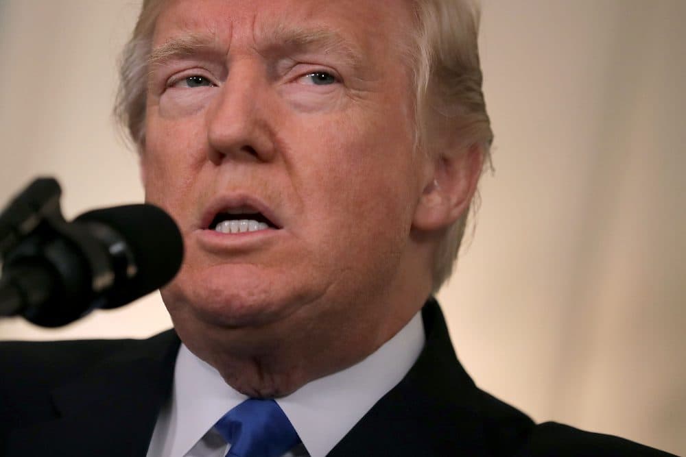 President Trump delivers remarks following a shooting that injured a member of Congress and law enforcement officers at the White House on June 14, 2017, in Washington. (Chip Somodevilla/Getty Images)