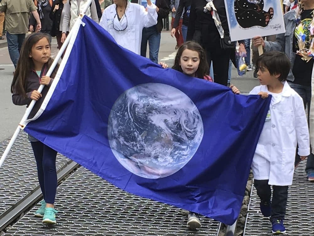 Moral progress on this scale isn’t convenient, writes Steve Almond. But it’s also not impossible. In this photo, demonstrators in support of the March for Science walk up Market Street en route to City Hall in downtown San Francisco Saturday, April 22, 2017. (Olga Rodriguez/ AP)