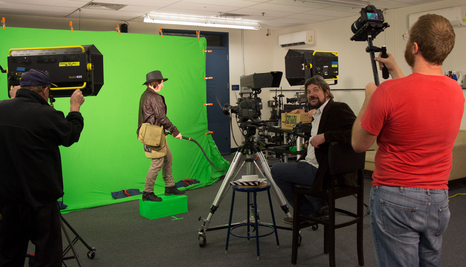 Northampton Community Television videos their Crowdsourced Cinema remake of the 1981 action film “Raiders of the Lost Ark.” (Courtesy of Northampton Community Television)
