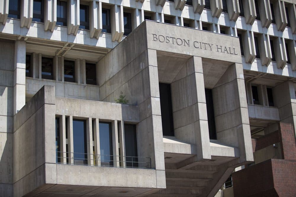Melrose Rep. Paul Brodeur is considering trying to get to Boston City Hall, pictured here in 2017, as the city's next mayor. (Jesse Costa/WBUR)