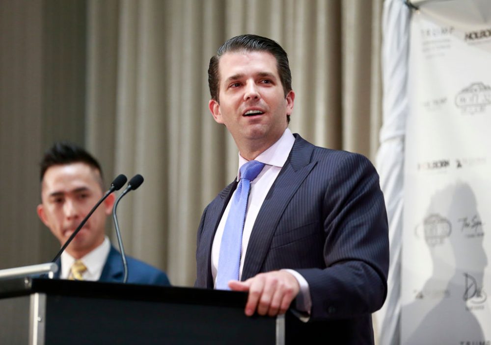 Donald Trump Jr. delivers a speech during a ceremony for the official opening of the Trump International Tower and Hotel on February 28, 2017 in Vancouver, Canada. (Jeff Vinnick/Getty Images)