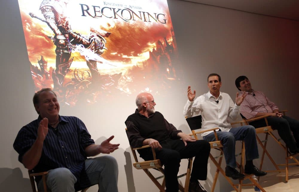 Curt Schilling and other creators behind "Kingdoms of Amalur: Reckoning," the only game produced by 38 Studios, participate in a panel discussion in 2011. (Jason DeCrow/AP Images for Electronic Arts)