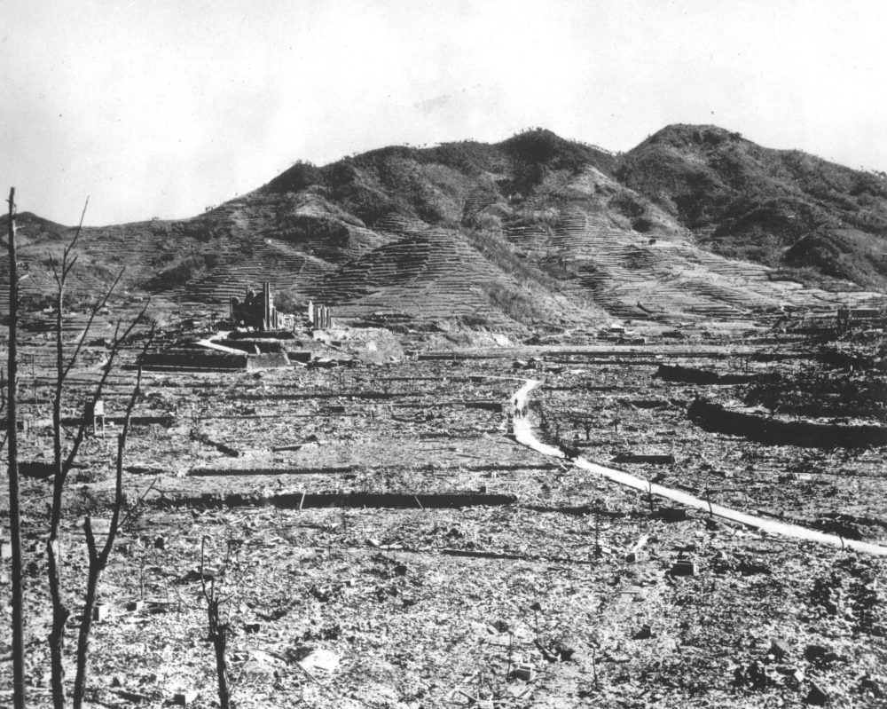 The Roman Catholic Church of Urakami stands out over the burn-razed cityscape of Nagasaki, in 1945, after the second atomic bomb ever used in warfare was dropped by the U.S. over the Japanese industrial center. (AP)