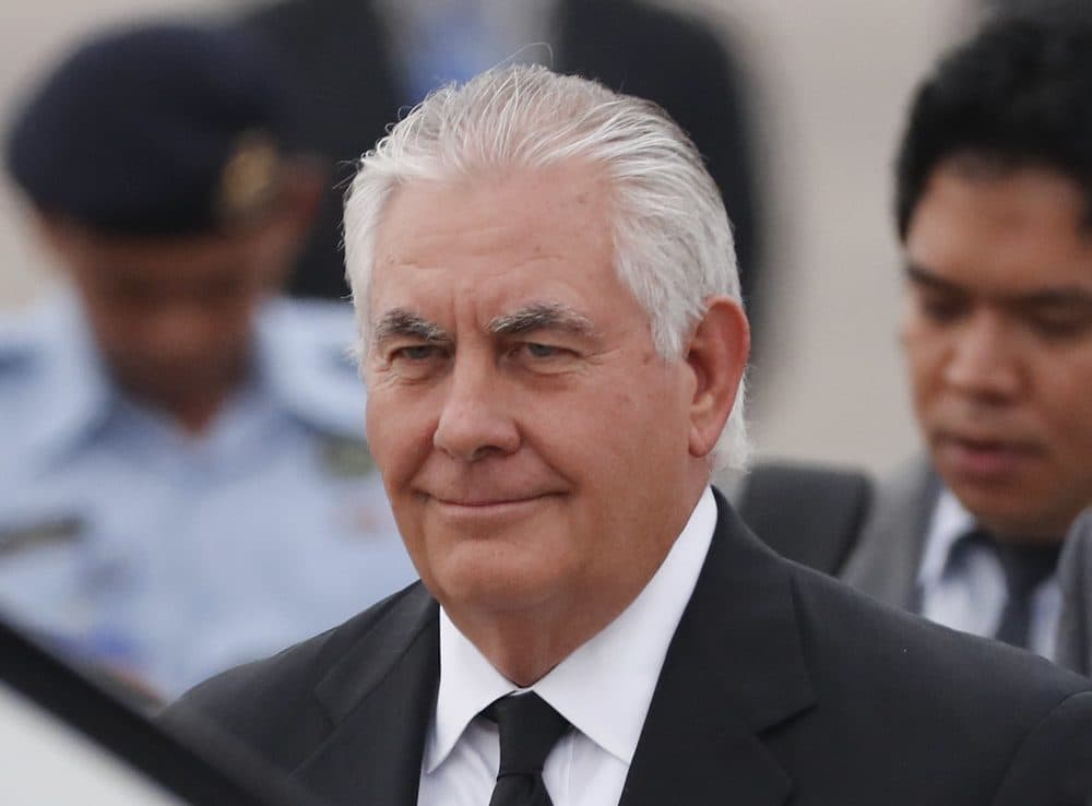 Secretary of State Rex Tillerson arrives at a military base in Subang, Malaysia, Tuesday, Aug. 8, 2017. (Vincent Thian/AP)