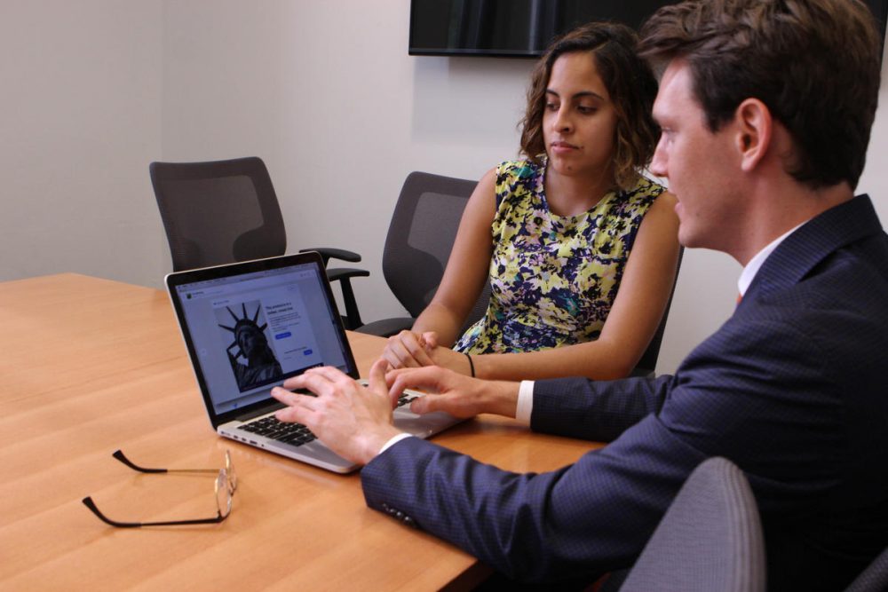 Brook Kohn (right) and Nathali Bertran are two of the creators behind DACA Time, which can help undocumented residents like Bertran apply and reapply for legal status. (Esther Honig)