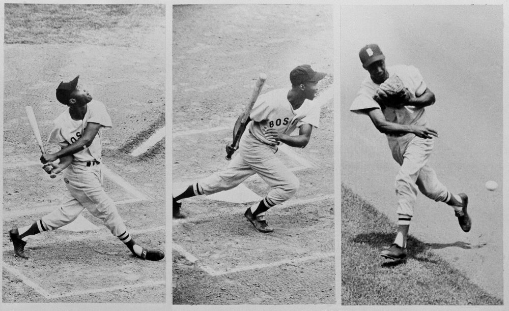 In this July 22, 1959, file photo, Boston Red Sox's Elijah "Pumpsie" Green, making his first major league start for Red Sox, is pictured at bat and on the field in a baseball game against the Chicago White Sox in Chicago. (Harry L. Hall/AP)