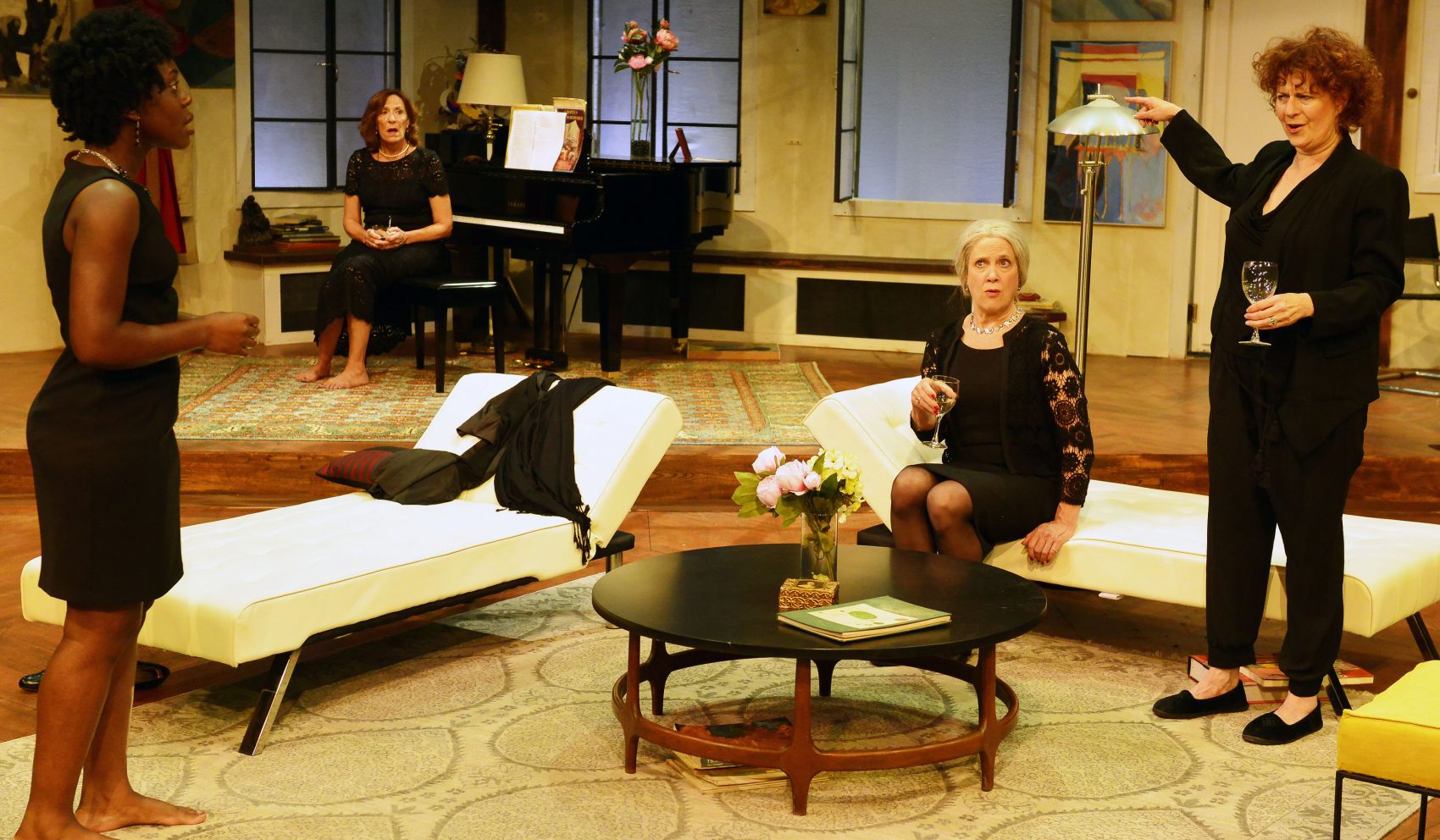 From left to right, Obehi Janice, Sarah Hickler, Debra Wise and Paula Plum in Gloucester Stage Company's production of "Out of the Mouths of Babes." (Courtesy Gary Ng)