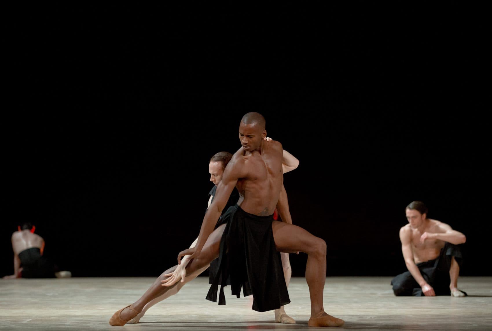 Royal Ballet principal dancer Edward Watson and soloist Eric Underwood in Wayne McGregor's "Obsidian Tear," which is coming to Boston this season. (Courtesy Andrej Uspenski/The Royal Ballet)
