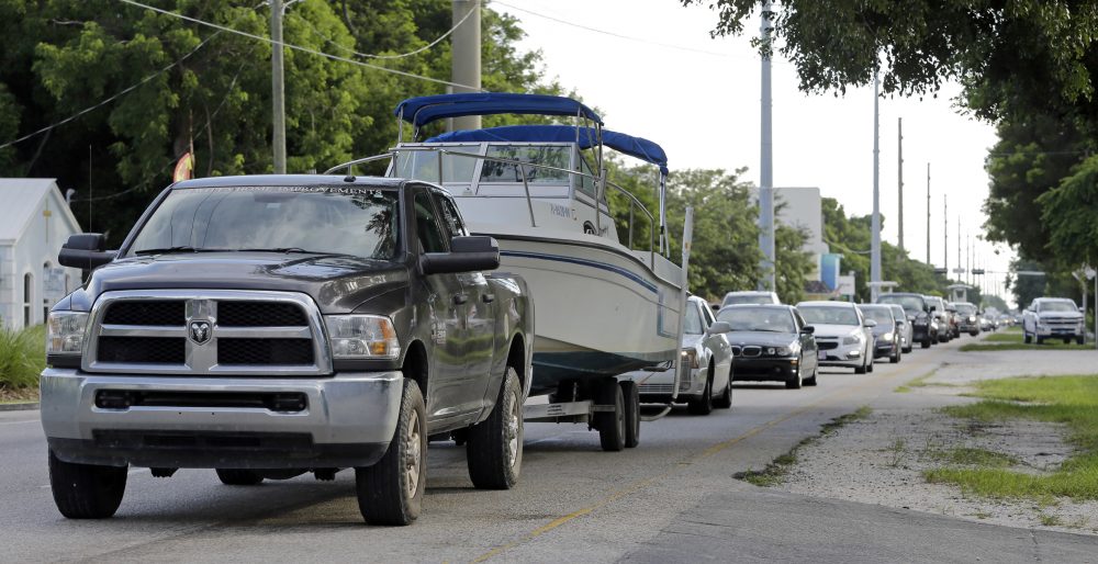 Motorists head north on U.S. Route 1 in heavy traffic as Hurricane Irma continues its path in the northeast Caribbean, Tuesday, Sept. 5, 2017, in Key Largo, Fla. (Alan Diaz/AP)