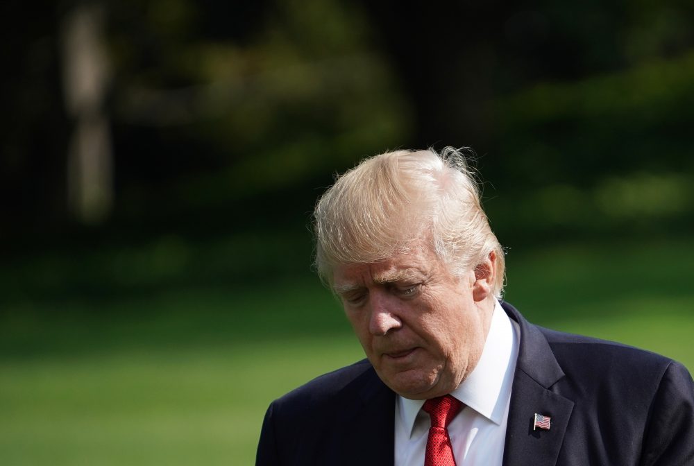 President Trump walks across the South Lawn upon return to the White House in Washington, DC on Sept. 10, 2017. (Mandel Ngan/AFP/Getty Images)
