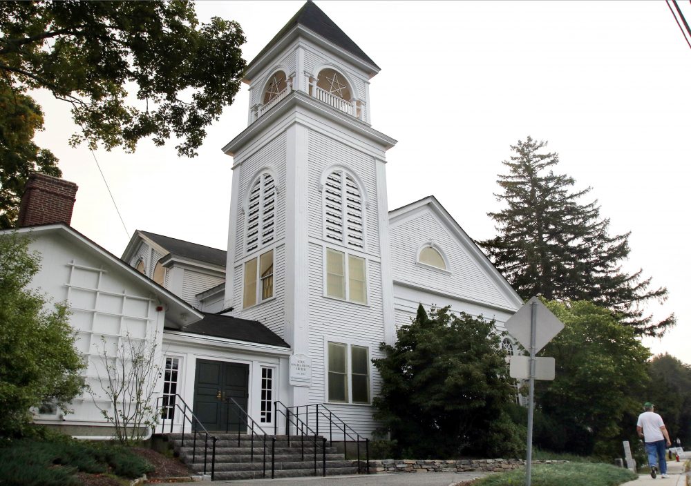 The Massachusetts Supreme Judicial Court heard arguments Thursday on whether the town of Acton is improperly permitting taxpayer-funded community preservation grants to be used for renovations to the Acton Congregational Church building, seen here. (Bill Sikes/AP)