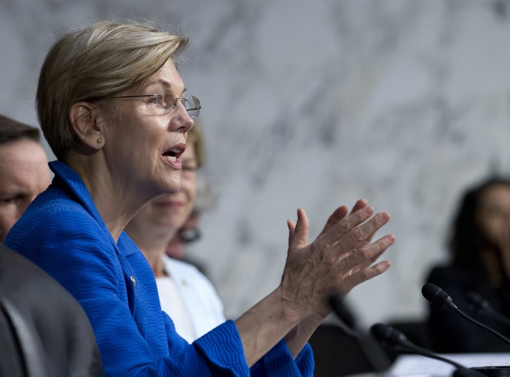 Sen. Elizabeth Warren, D-Mass., speaks to governors Thursday at the Senate Health, Education, Labor, and Pensions Committee during a hearing on ways to stabilize health insurance markets. (Jose Luis Magana/AP)
