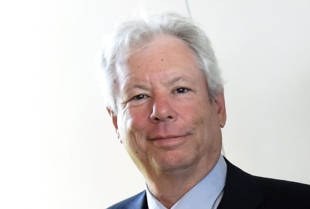 U.S. economist Richard Thaler on June 22, 2014 after he was awarded the 2014 Global Economy Prize during the award ceremony in Kiel, Germany. Thaler won the Nobel Economics Prize on Oct. 9, 2017 for his pioneering work on the psychology of economics, the jury said.
(Carsten Rehder/AFP/Getty Images)