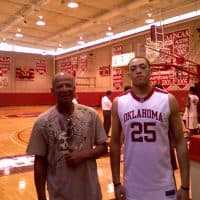 Kyle Hardrick (right) enrolled at Oklahoma in 2009. Here he is with his father. (Courtesy Valerie Hardrick)