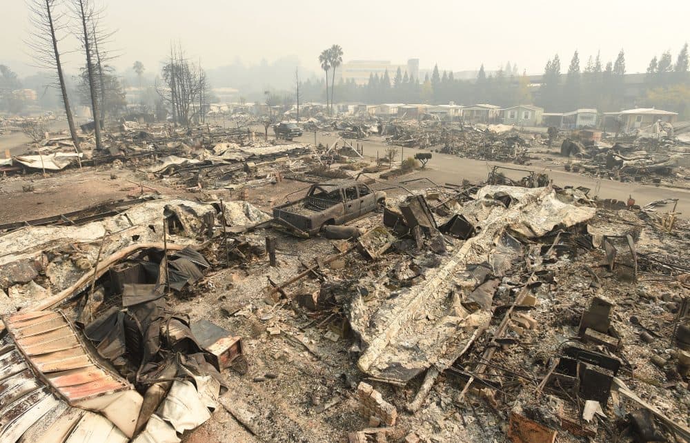 A destroyed Journeys End Mobile Home Park is seen in Santa Rosa, Calif., on Oct. 10, 2017. (Josh Edelson/AFP/Getty Images)