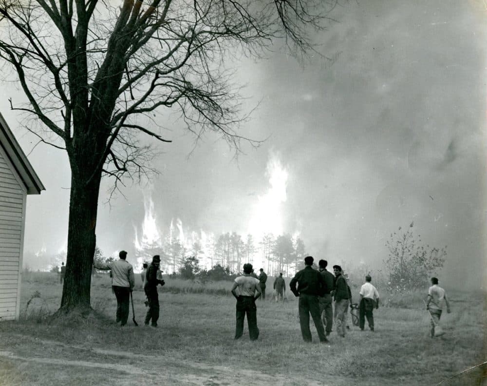 Wildfires erupt in York County, Maine in October 1947. (Courtesy of The Brick Store Museum)