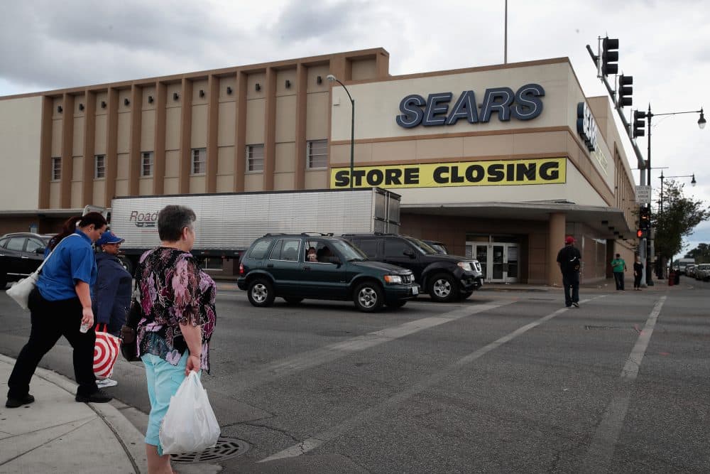 A sign announcing the store will be closing hangs above a Sears store on Aug. 24, 2017 in Chicago.
(Scott Olson/Getty Images)