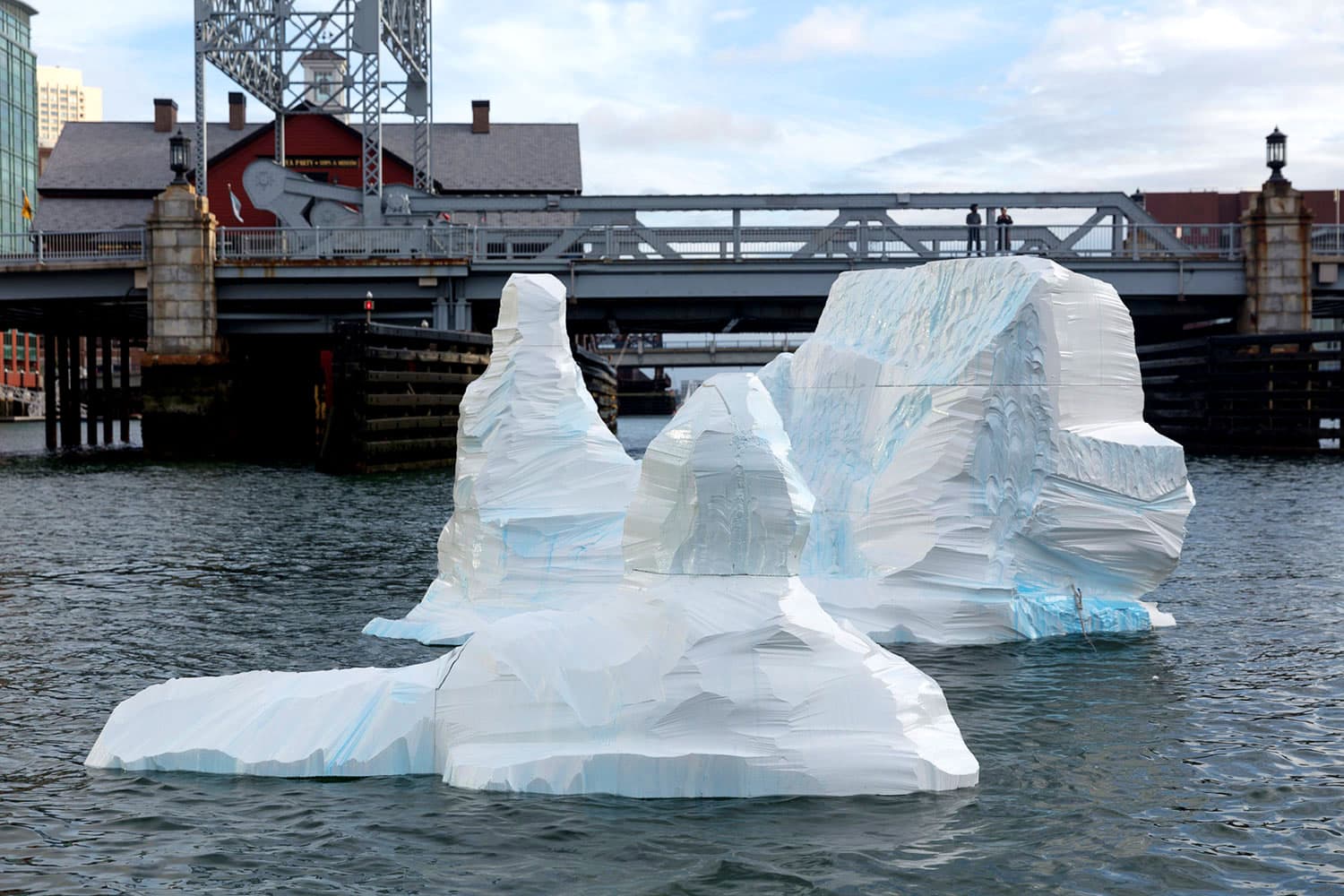 Gianna Stewart's "Iceberg" during its launch into Boston's Fort Point Channel. (Courtesy Robert Gilliam)