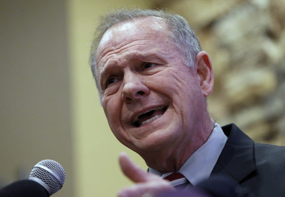 Former Alabama Chief Justice and U.S. Senate candidate Roy Moore speaks at the Vestavia Hills Public library, Saturday, Nov. 11, 2017, in Vestavia Hills, Ala. According to a Thursday, Nov. 9 Washington Post story an Alabama woman said Moore made inappropriate advances and had sexual contact with her when she was 14. Moore is denying the allegations. (Hal Yeager/AP)