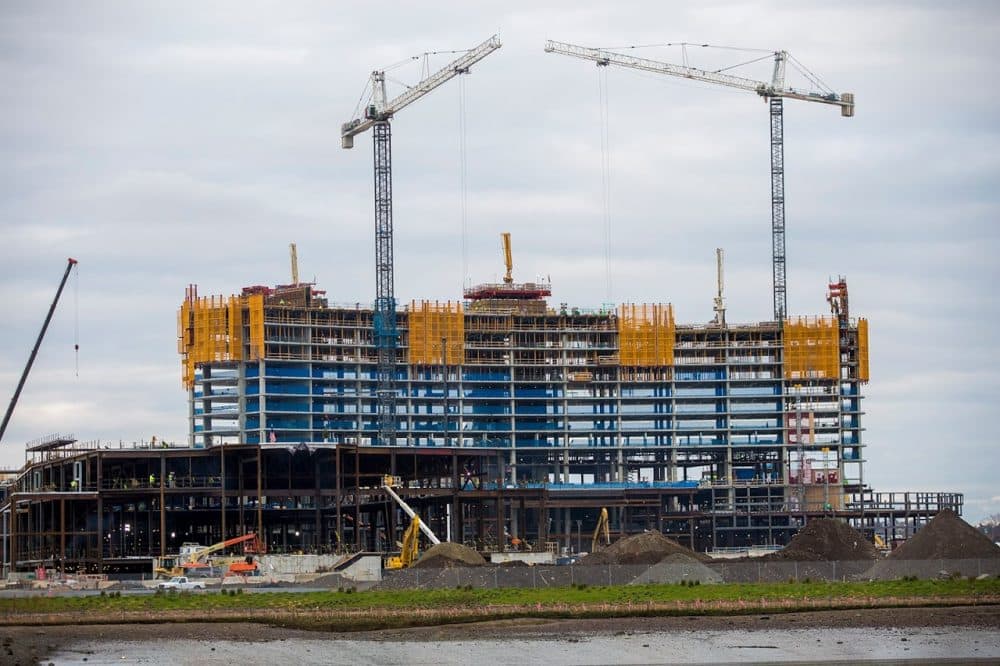 Construction continues on the Wynn Boston Harbor casino in Everett on November 14, 2017. (Jesse Costa/WBUR)