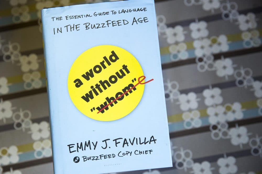 "A World Without 'Whom,'" by Emmy J. Favilla. (Robin Lubbock/WBUR)
