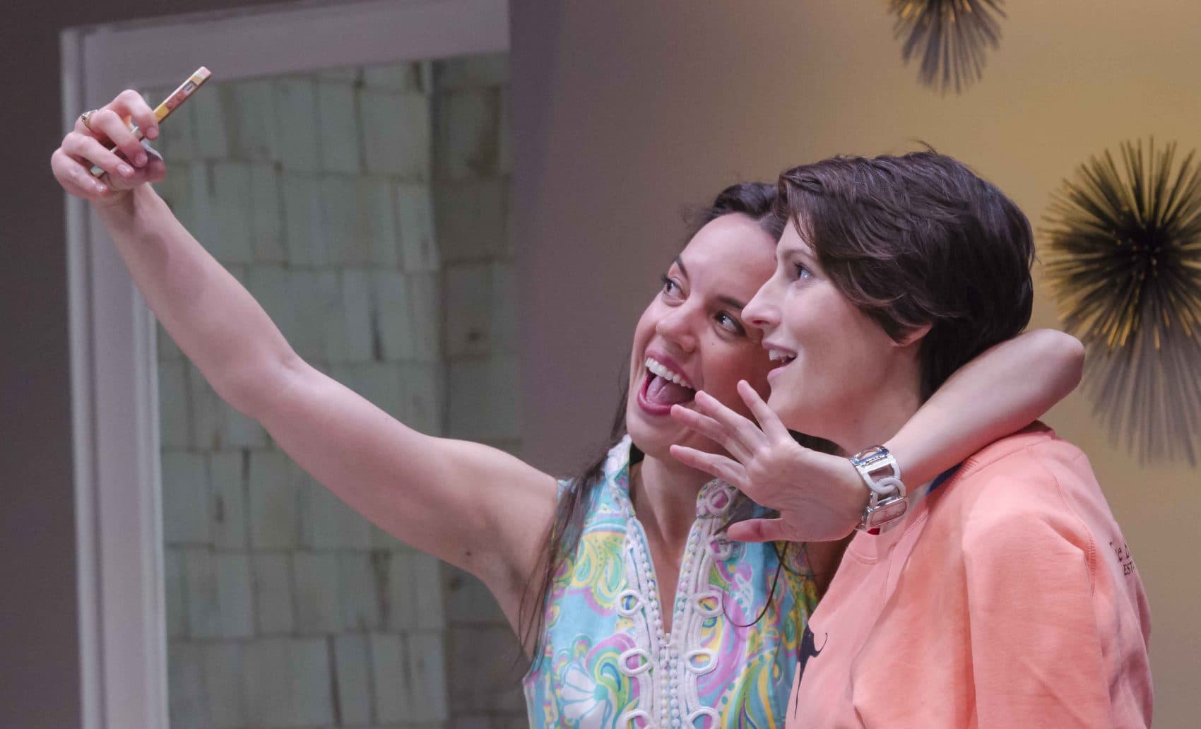 Lydia Barnett-Mulligan and Amanda Collins in the Boston Playwrights' production of "Elemeno Pea." (Courtesy Kalman Zabarsky)