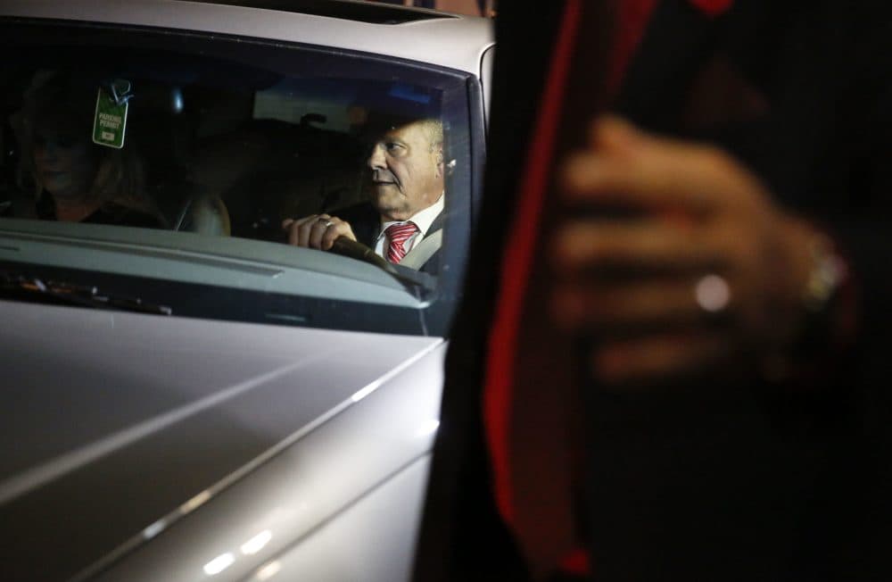 Former Alabama Chief Justice and U.S. Senate candidate Roy Moore drives away in his car after he speaks at a church revival, Tuesday, Nov. 14, 2017, in Jackson, Ala. (Brynn Anderson/AP)