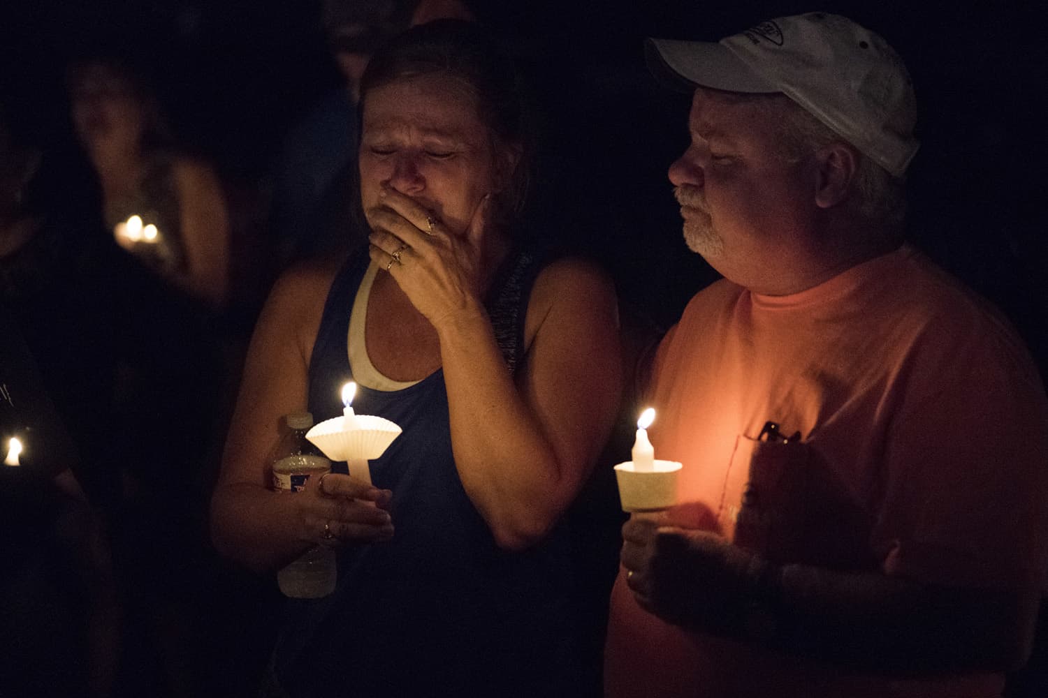 Mourners participate in a candlelight vigil for the victims of a fatal shooting at the First Baptist Church of Sutherland Springs (Darren Abate/AP)