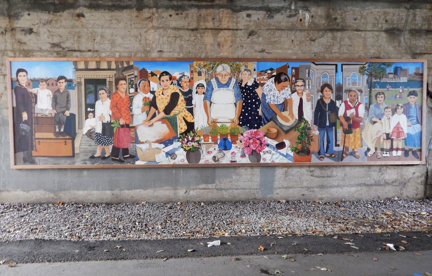 "Immigrant Grandmothers" mural in East Boston. (Phaedra Scott/WBUR)