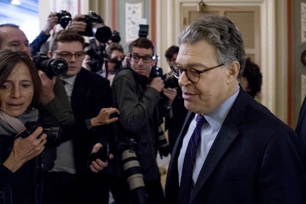 Sen. Al Franken, D-Minn., arrives on Capitol Hill in Washington, Thursday morning, Dec. 7, 2017. Franken said he will resign from the Senate in coming weeks following a wave of sexual misconduct allegations and a collapse of support from his Democratic colleagues, a swift political fall for a once-rising Democratic star. (Andrew Harnik/AP)