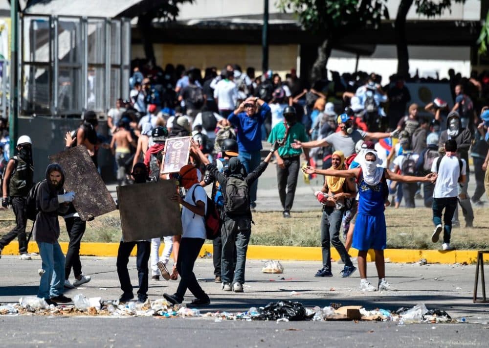 People protest the death of the insurgent Oscar Perez, in Caracas, Venezuela, on Jan. 22, 2018. (Juan Barreto/AFP/Getty Images)