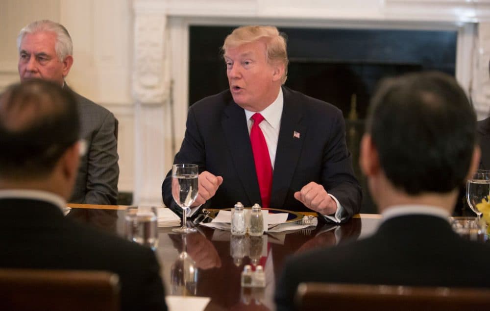 President Donald J. Trump speaks during a lunch with the United Nations Security Council on Jan. 29, 2018 at the White House in Washington. (Chris Kleponis-Pool/Getty Images)