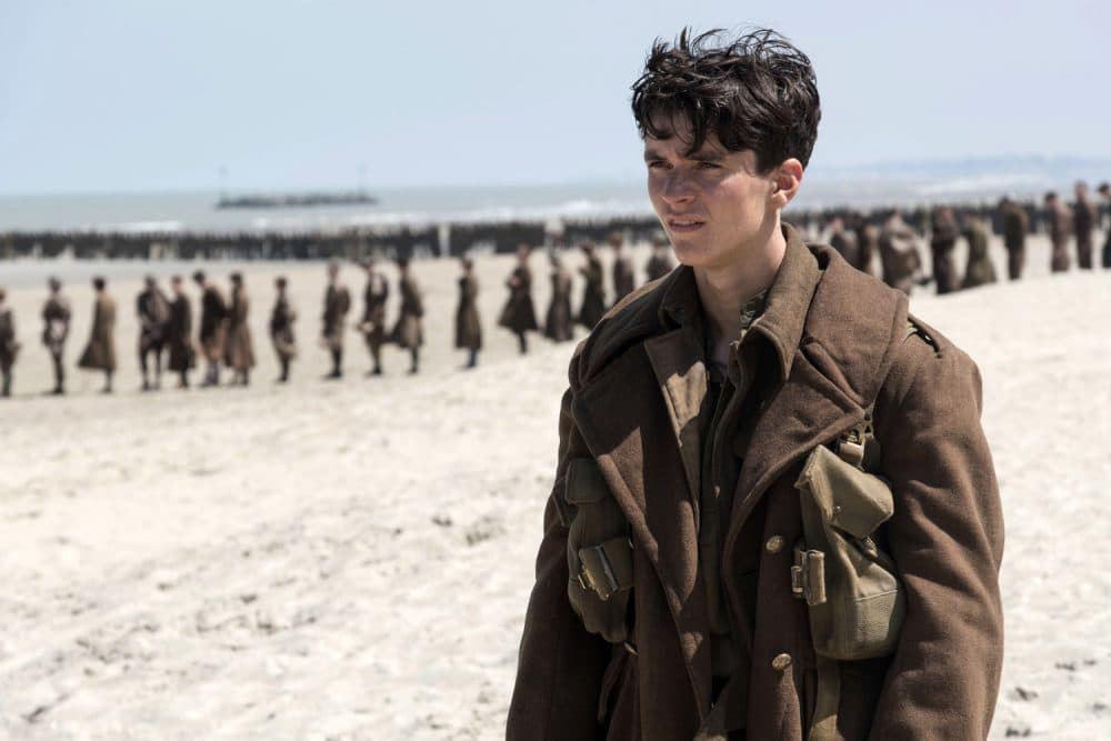 This image released by Warner Bros. Pictures shows Fionn Whitehead in a scene from "Dunkirk." (Melissa Sue Gordon/Warner Bros. Pictures via AP)