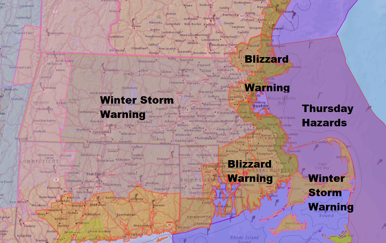 Blizzard warnings include Boston and Providence late Thursday morning.  (Dave Epstein / WBUR)