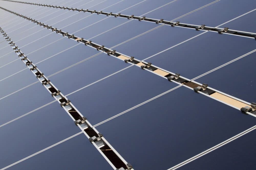FILE- This April 20, 2011, file photo shows some of the 30,000 solar panels that make up the Public Service Company of New Mexico's new 2-megawatt photovoltaic array in Albuquerque, N.M. Some in the U.S. solar-power industry are hoping a decision this week by President Donald Trump doesnt bring on an eclipse. Companies that install solar-power systems for homeowners and utilities are bracing for Trumps call on whether to slap tariffs on imported panels. The solar business in the U.S. has boomed in recent years, driven by falling prices for panels, thanks in part to cheap imports. That has made solar power more competitive with electricity generated from coal and natural gas. (AP Photo/Susan Montoya Bryan,File)