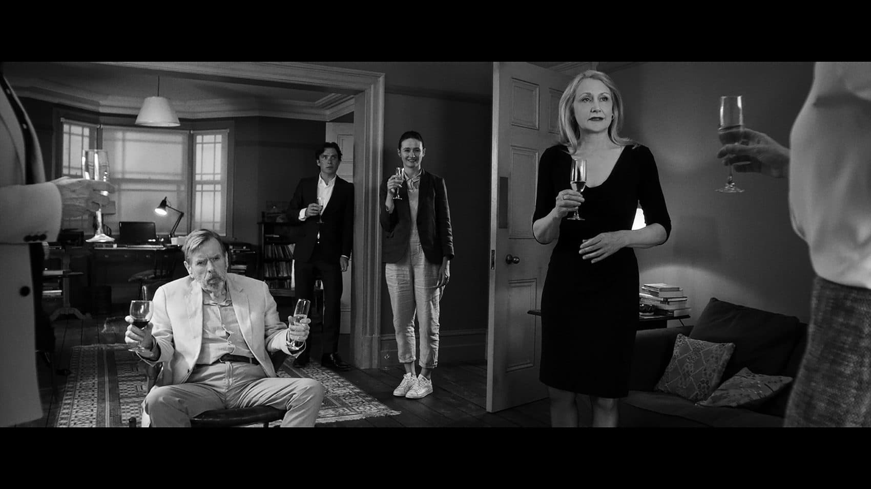 (Left to right) Actors Timothy Spall, Cillian Murphy, Emily Mortimer, and Patricia Clarkson in "The Party." (Courtesy of Roadside Attractions)
