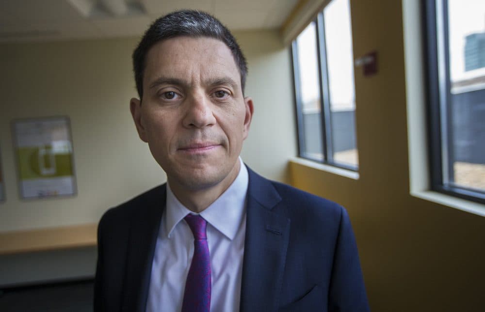 David Milliband, president of the International Rescue Committee and a British Labour Party politician. (Jesse Costa/WBUR)