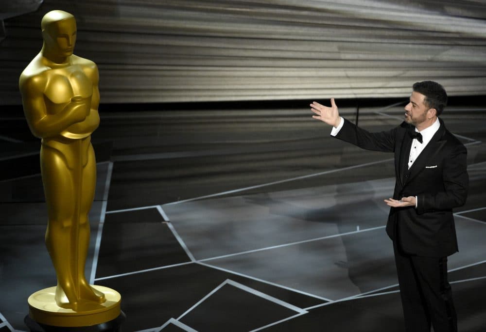 Host Jimmy Kimmel at the Dolby Theatre in Los Angeles. (Chris Pizzello/Invision/AP)