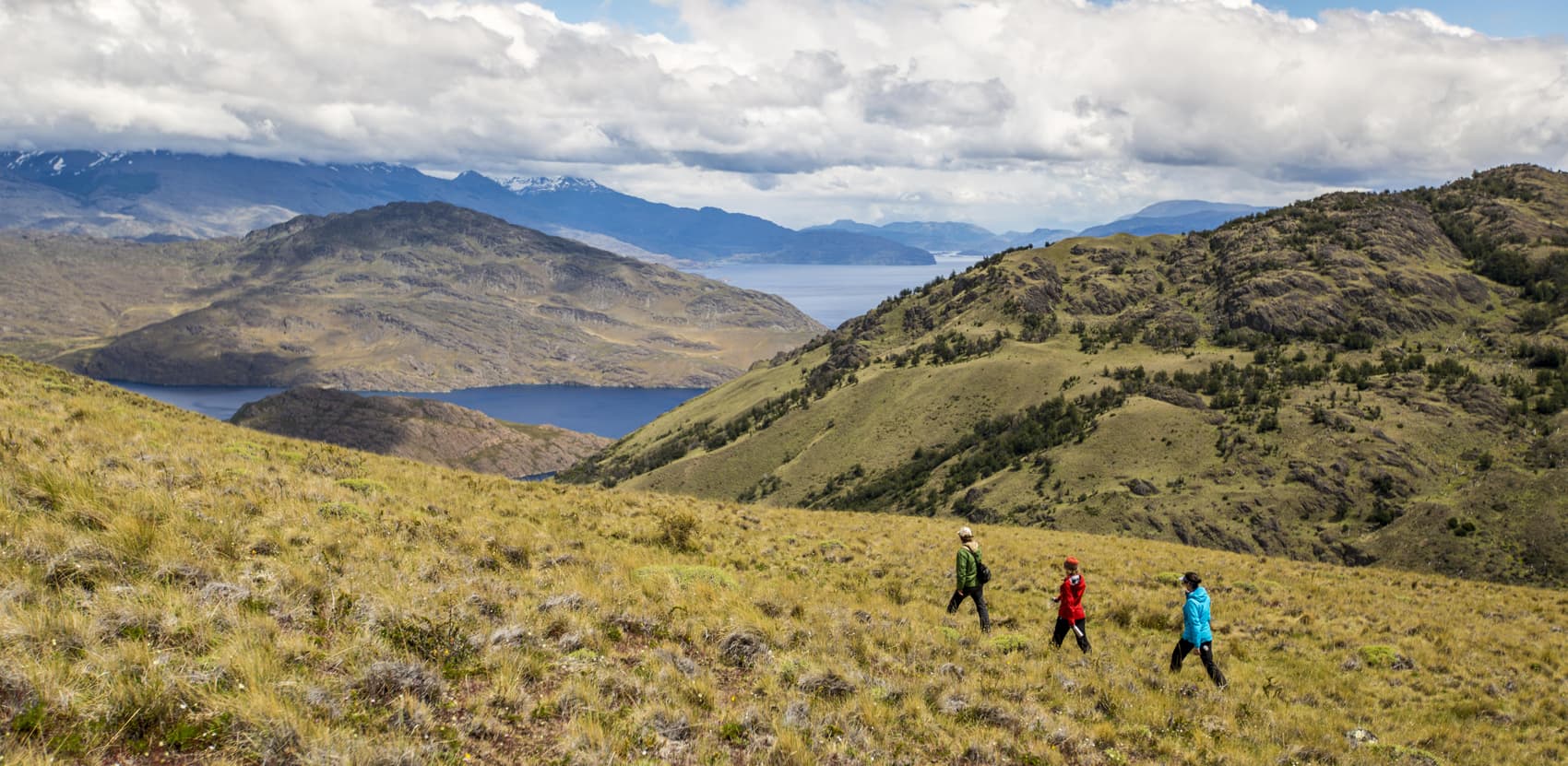 People hike along the Lago Chico trail at Parque Patagonia. (Courtesy Tompkins Conservation)