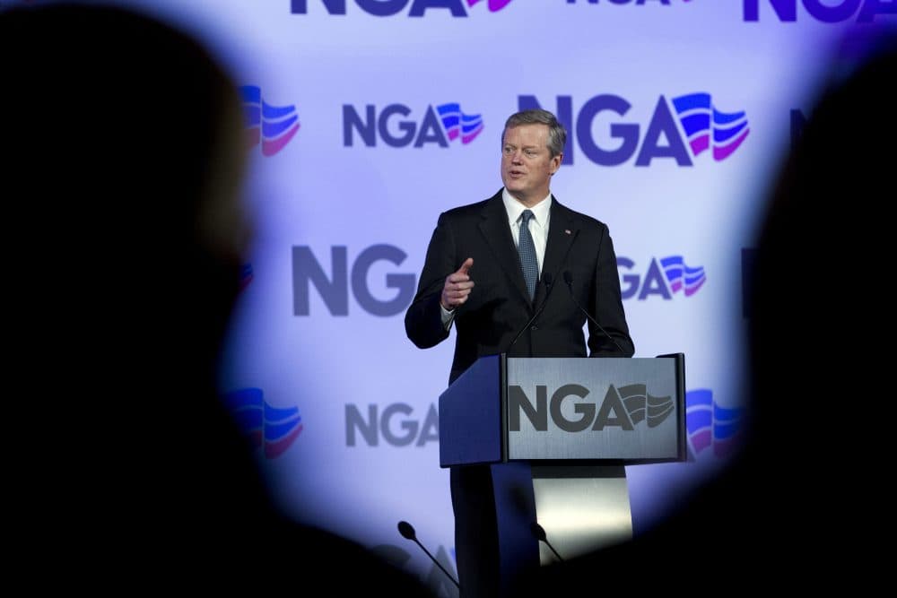 Two-thirds of Massachusetts voters view Gov. Charlie Baker favorably, per a new WBUR poll. (Jose Luis Magana/AP)