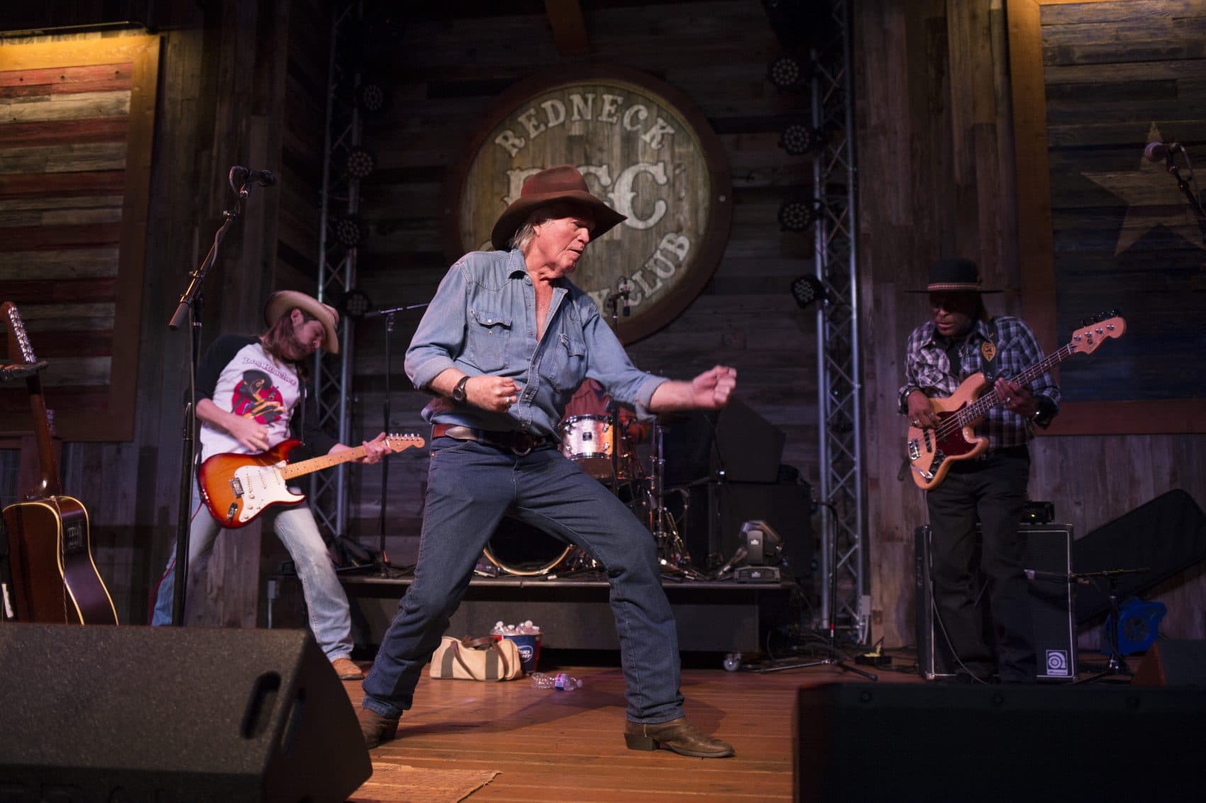 STAFFORD, TX -- Billy Joe Shaver dancing on stage during the show at the Redneck Country Club in Stafford, Texas Nov. 18, 2016. (Photo by Michael Stravato/For the Washington Post) 