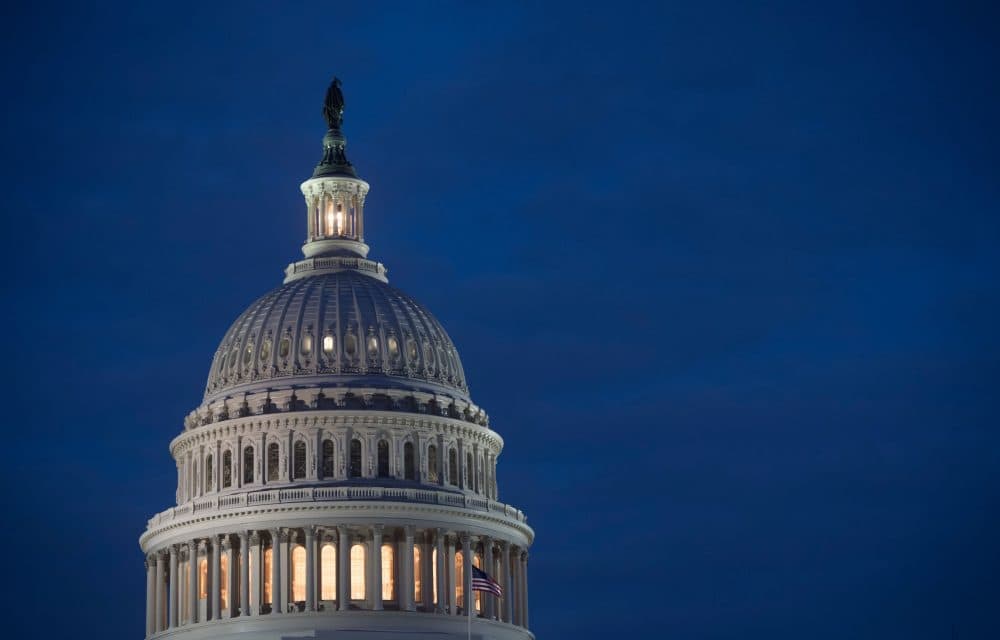 The U.S. Capitol building is seen at dusk in Washington, D.C., Feb. 6, 2018. (Saul Loeb/AFP/Getty Images)