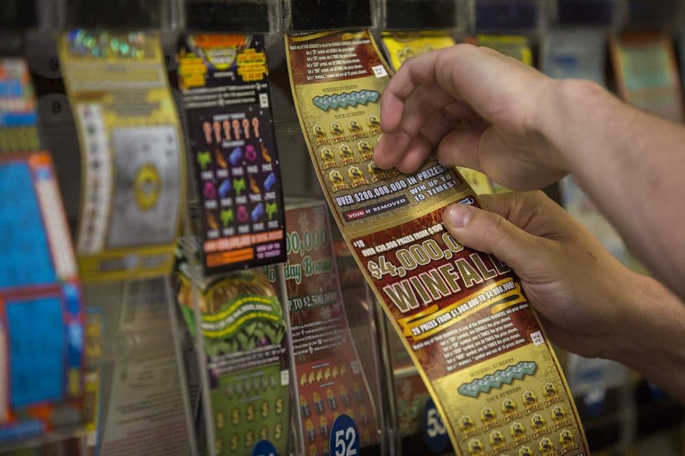 Lottery tickets at a convenience store in Boston (Jesse Costa/WBUR)
