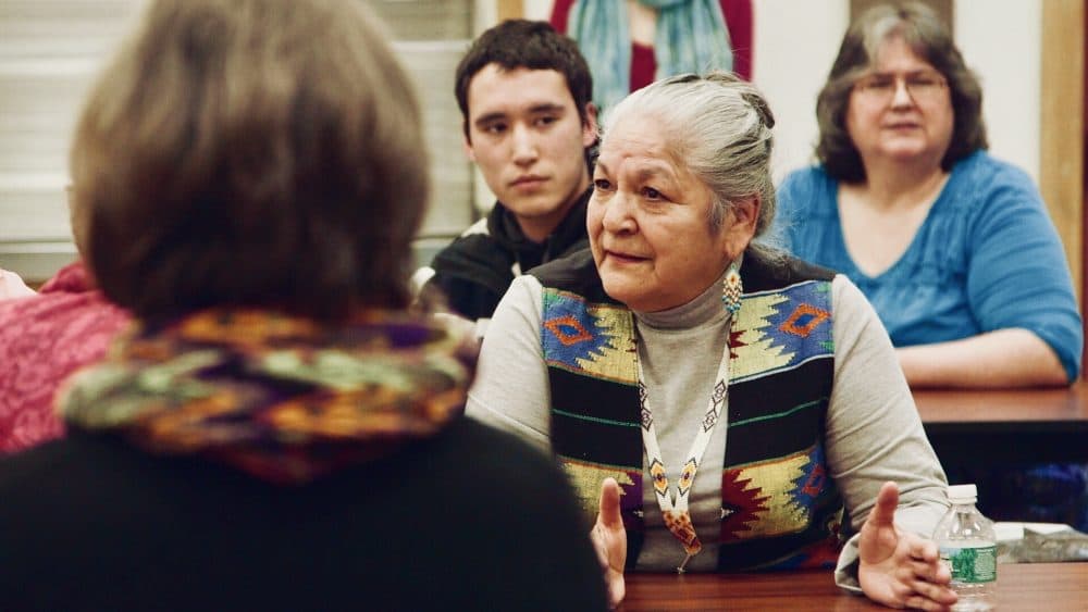 Georginia Sappier-Richardson sharing her story at a TRC community visit. (Courtesy: Upstander Project)