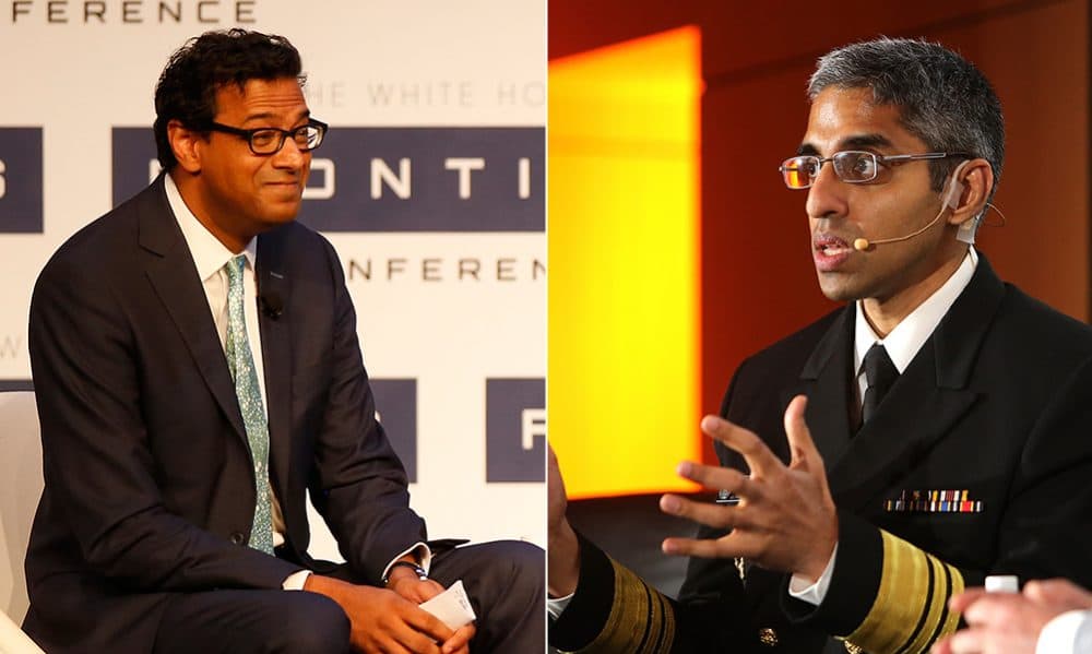Drs. Atul Gawande, left, and Vivek Murthy, are seen in AP file photos. Last week they had a joint discussion at Brigham and Women's Hospital in Boston. (AP)