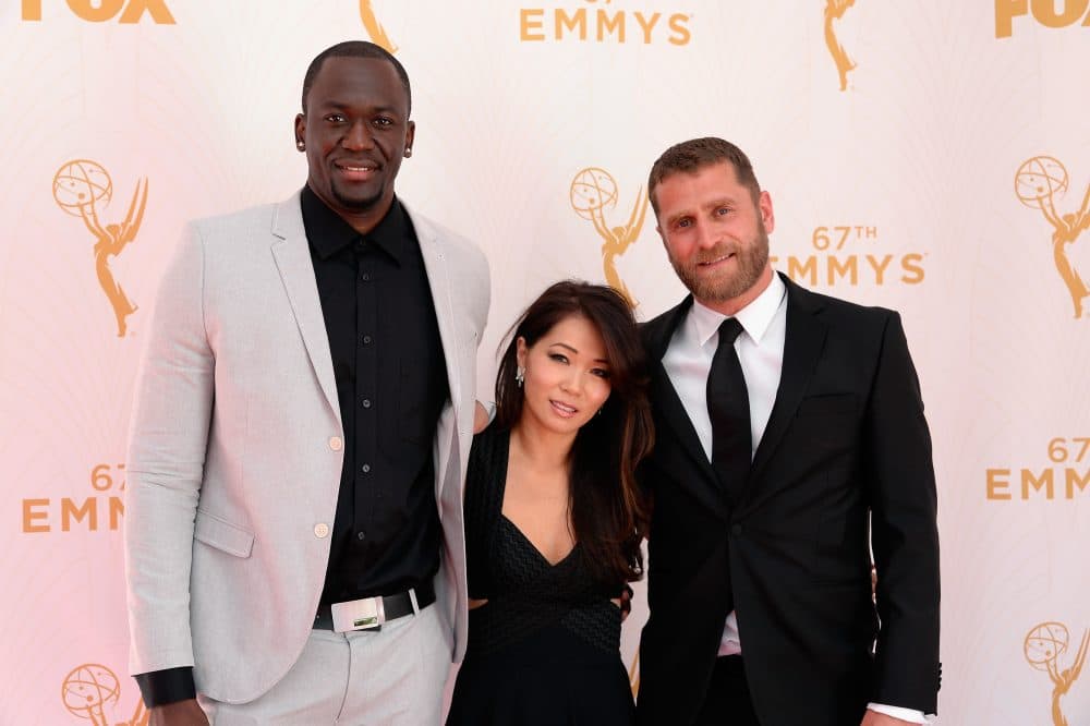 Blondy Baruti (left) turned to acting after his basketball career ended. He hopes to make it in Hollywood to help his family back home. (Kevork Djansezian/Getty Images for TheWrap)