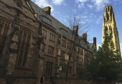 This Sept. 9, 2016 photo shows Harkness Tower on the campus of Yale University in New Haven, Conn. (Beth J. Harpaz/AP)