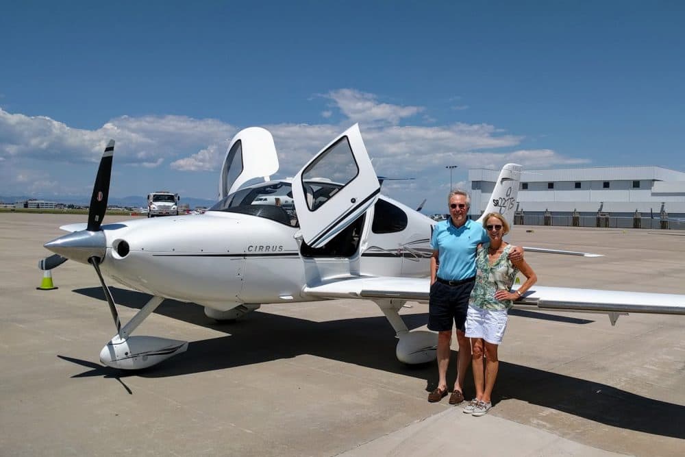 The Fallows with their plane. (Courtesy James and Deborah Fallows)